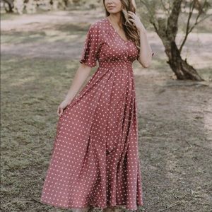 Super cute  mauve polkadot dress